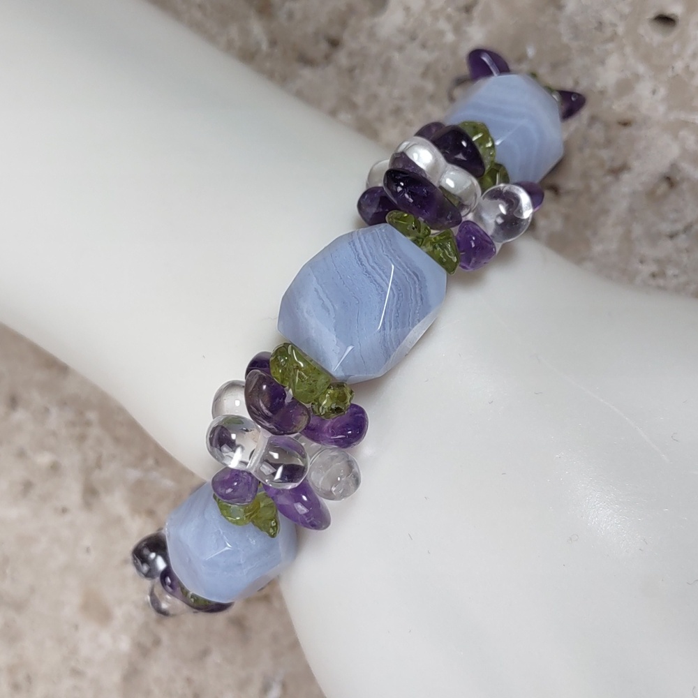 Ross Simons Chalcedony/Multi Gemstone Stretch Bra… - image 1